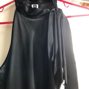 Black Silk Sleeveless Blouse with Statement Bow